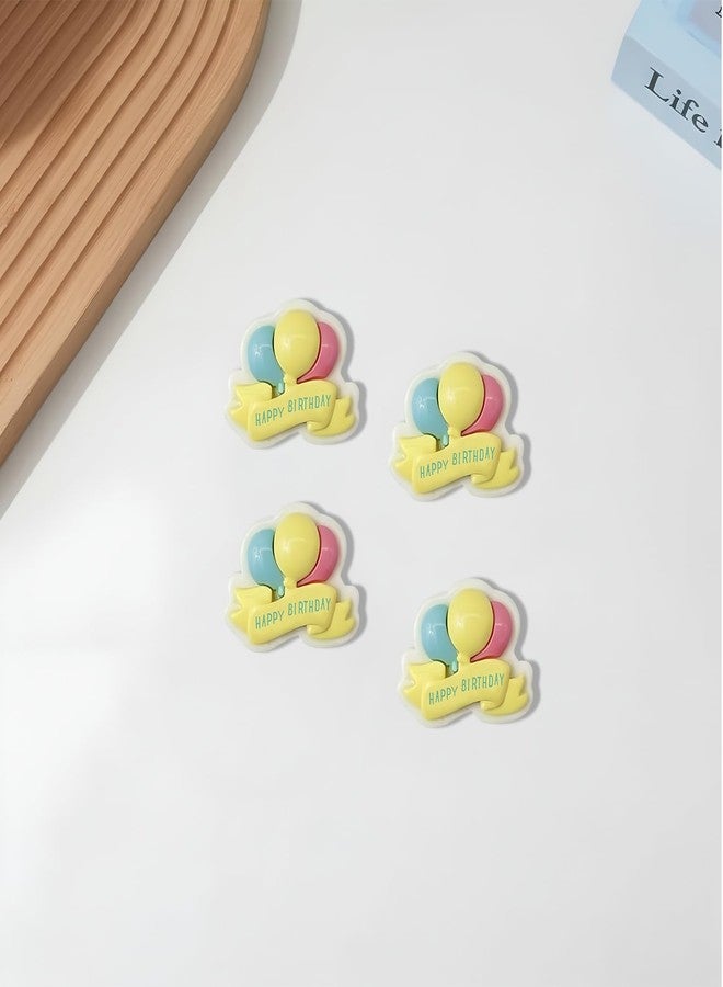 Ascension Cute “Happy Birthday” Resin Cake Topper - Mini Decorative Figurine with Balloons & Happy Birthday Ribbon | Adorable Birthday Cake Decoration for Kids, Party Supplies & Gift Use (Pack of 4) - Image 3